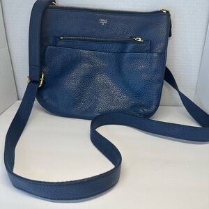 Fossil TESSA Navy Blue Pebbled Leather Crossbody Bag